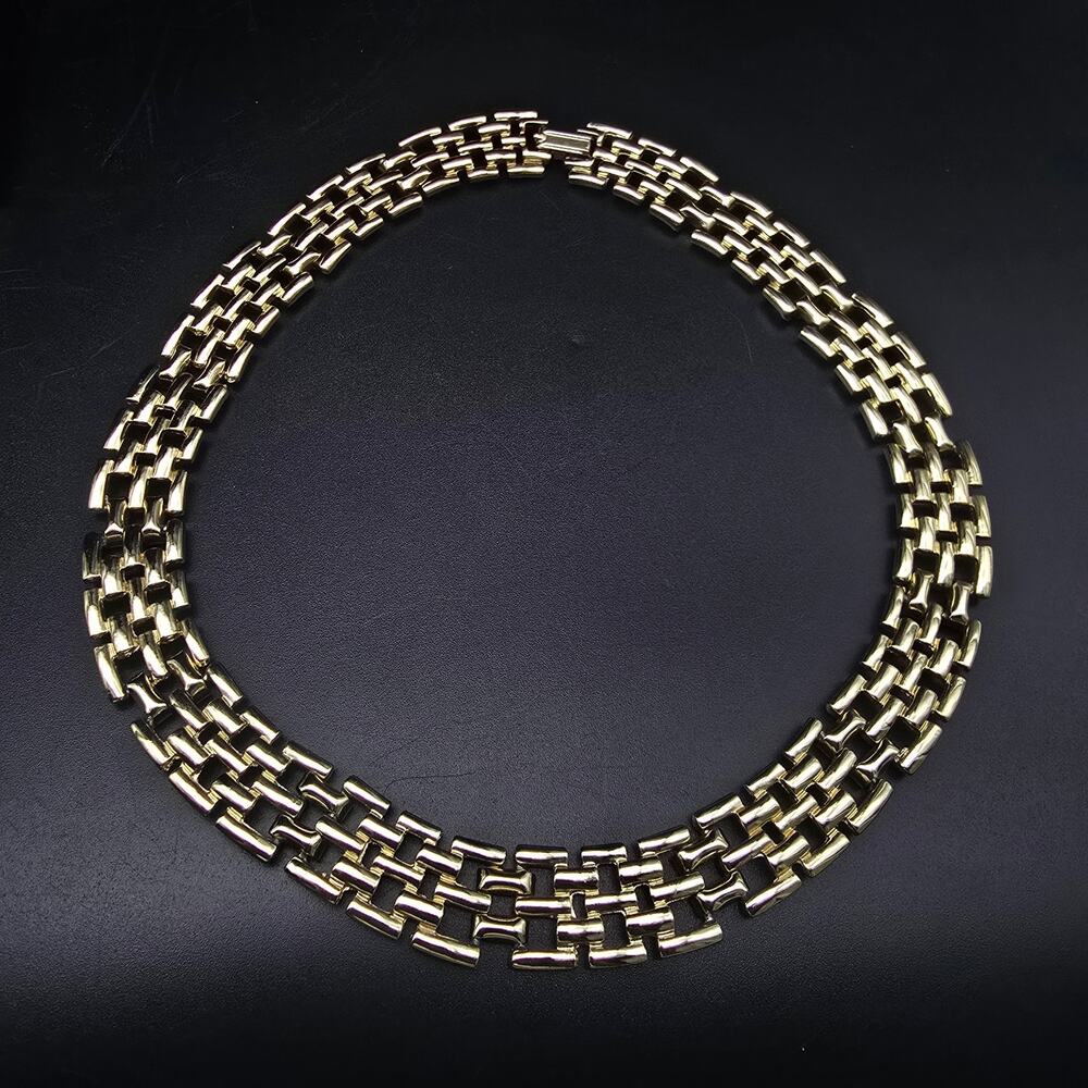 Chunky Gold Tone Chain Link Collar Necklace Vintage Costume Jewelry